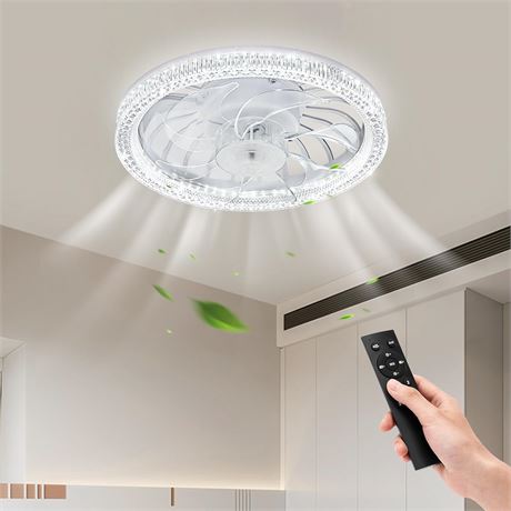 12.2in Ceiling Fan with Lights, Remote, E26, 3000K-6500K LED, 4 Speeds