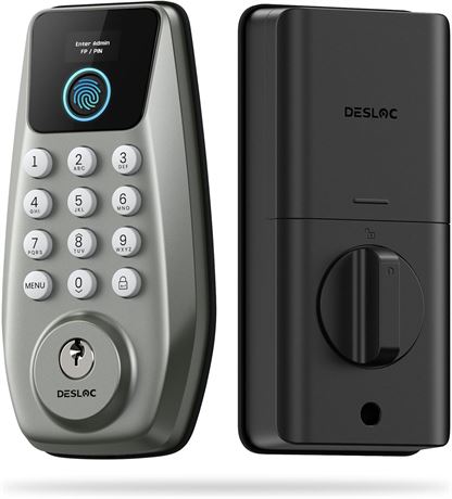 DESLOC C110 Fingerprint Keyless Door Lock   Front Door Smart Deadbolt 2 Keys