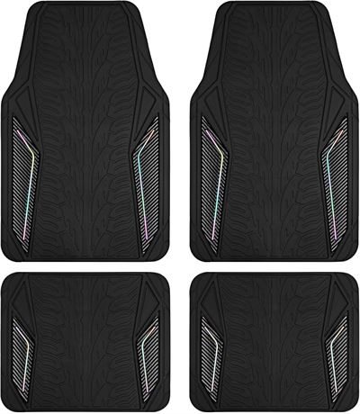 PIC AUTO Rubber Floor Mats, All-Weather, Non-Slip, Trim-to-Fit for Cars