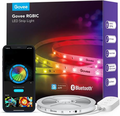 Govee RGBIC LED Strip Lights, 32.8ft Bluetooth App Control, Music Sync