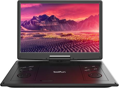 15.7" Portable DVD Player HD Swivel Screen 6-Hour Battery Black