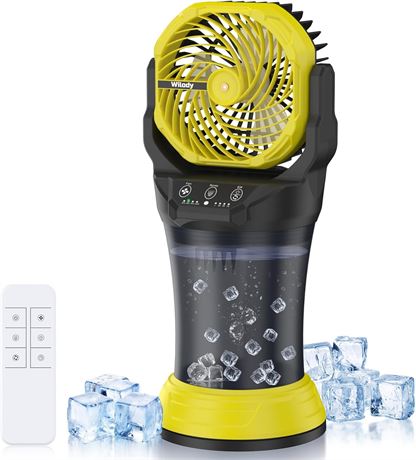 Ventilateur camping portable 42800mAh, LED RVB, seau 2L, oscillant