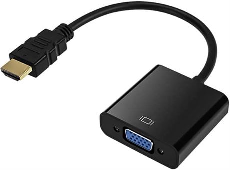HDMI to VGA Adapter, Gold-Plated, Male-to-Female for PC, Laptop - Black