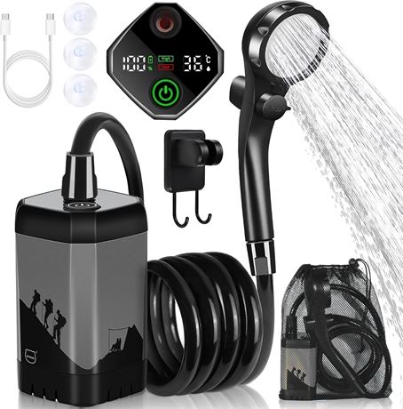 Portable Camping Shower 7800mAh Electric Shower with Digital Temp Display