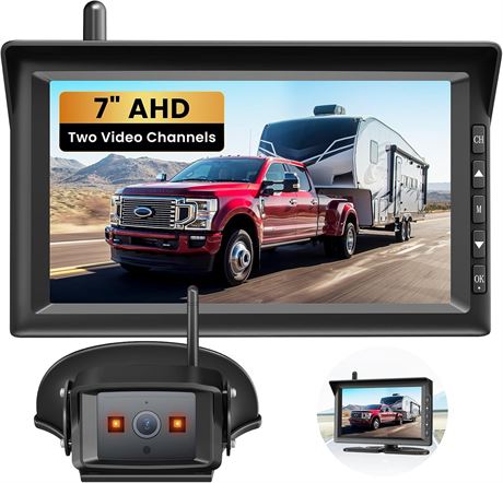 AUTO-VOX 7" HD Wireless Backup Camera Furrion Compatible Night Vision RV Truck