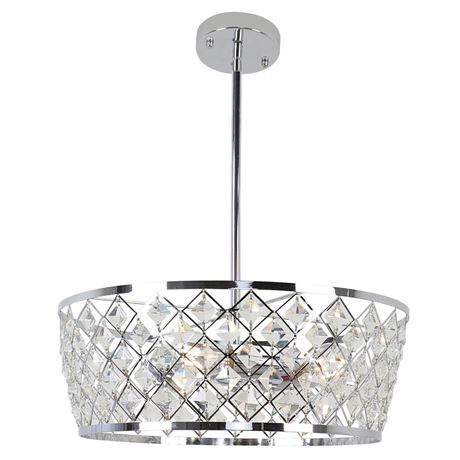 Lustre Cristina 3 lumières chrome abat-jour cage cristal