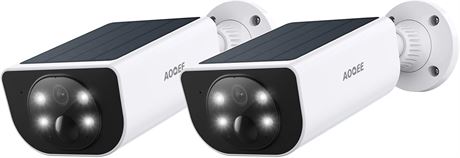Caméra de surveillance solaire AQOEE 2K, PIR, vision nocturne couleur, Alexa