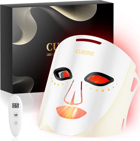 CUEME LED Light Therapy Mask, FDA-Cleared Red Light for Wrinkles & Acne