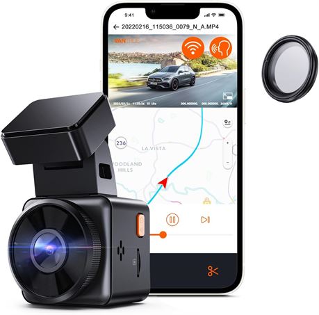 Pack Vantrue E1 Lite dashcam WiFi 1080P GPS CPL vision nuit