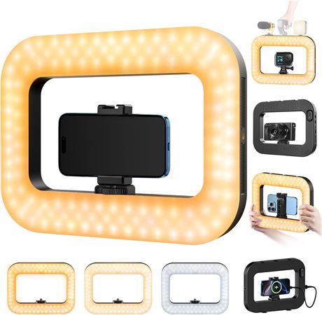 yAyusi Cell Phone Video Rig with Light, 8000mAh LED Ring Light & Holder