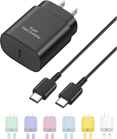 Chargeur Rapide USB-C 25W Samsung Galaxy Câble 6ft
