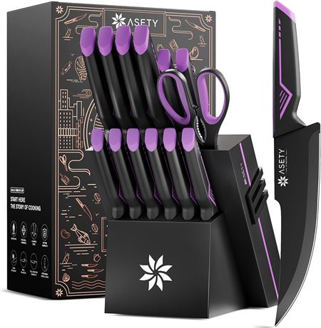 15-Piece Knife Set with Built-in Sharpener Stainless Steel, Dishwasher Safe