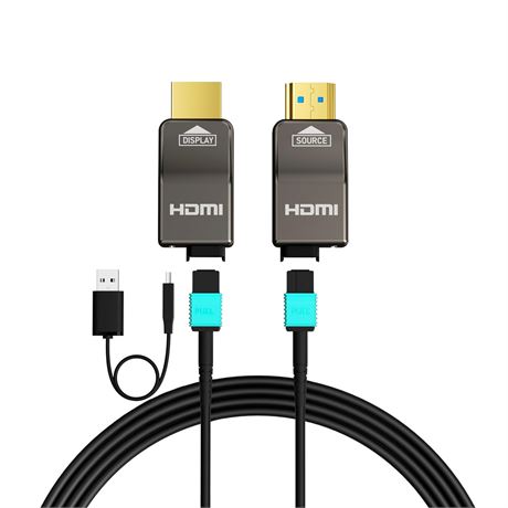 8K Detachable Fiber Optic HDMI 2.1 Cable 65ft, 48Gbps, 8K/4K HDR eARC