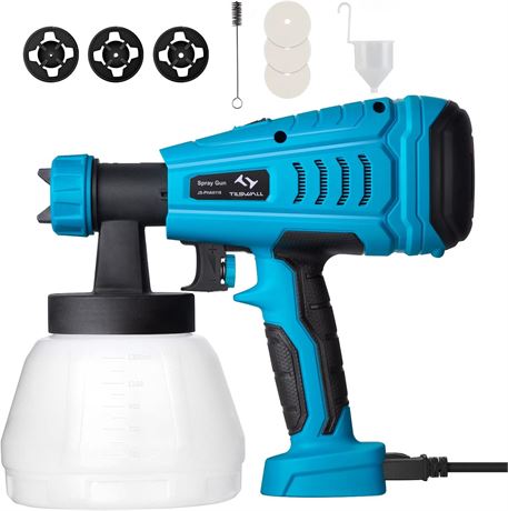 Tilswall HVLP 550W Paint Sprayer, 1300ml Detachable Container, 3 Nozzles