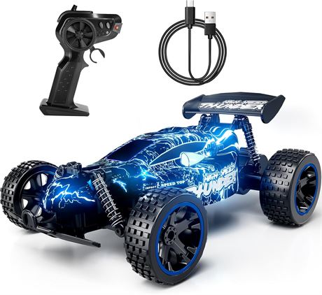 Tecnock RC Car 1:18 Scale Rechargeable Off-Road Truck with LED Lights for Kids