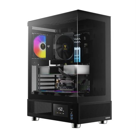GAMDIAS Black ATX Mid Tower PC Case with Tempered Glass, 3x 120mm ARGB