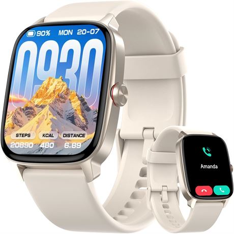 Smartwatch with Bluetooth Calling, HR & Sleep Monitor, 1.85" IP68 Tracker