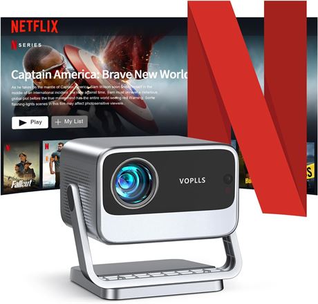 VOPLLS 4K Projector with WiFi/Bluetooth, Auto Keystone, 1500 ANSI, 300' Display