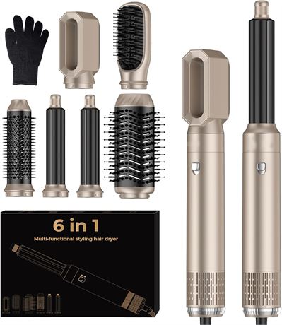 6 in 1 Blow Dryer Brush Set Negative Ion Air Styler Curling Wrap