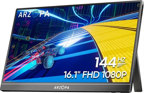 ARZOPA Z1FC 16.1" 144Hz Portable Gaming Monitor, 1080P HDR, Kickstand