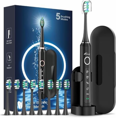 Brosse à dents Rtauys M5, 8 têtes + étui, 120 jours autonomie