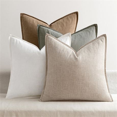 MIULEE housses coussin lin naturel bohème 45×45 cm lot de 4