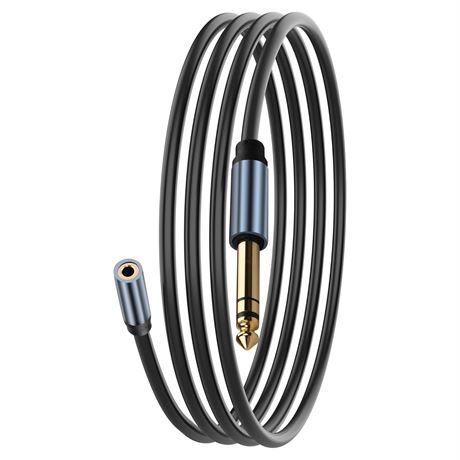 1/4 to 1/8 Headphone Cable: 6.35mm TRS Male to 3.5mm TRS Female, 5.9ft