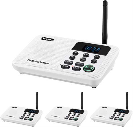 Wuloo Wireless Intercoms 1 Mile Range 22 Channel 100-Digital Code Intercom