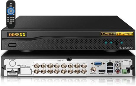 16CH 5MP HD DVR Recorder 5-in-1 Security System Motion Detection No HDD