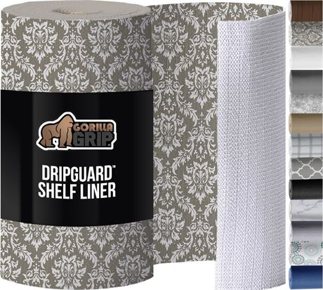 GORILLA GRIP Drawer & Shelf Liner 17.5x20", Non-Slip BPA-Free Beige Cream