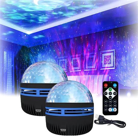 2-in-1 Northern Lights Ocean Wave Projector LED Wall Decor Wave-2PCS