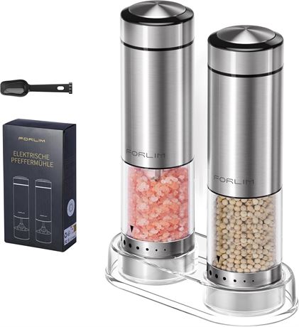 FORLIM Salt & Pepper Grinder Set – Battery Powered with Base