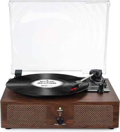 Vintage 3-Speed Turntable with Speakers USB Bluetooth AUX RCA