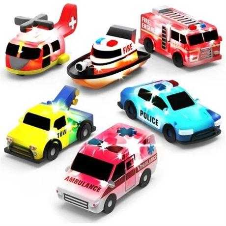 Tub Works  Emergency  Cars Light Up Bath Toys, 6 Pack