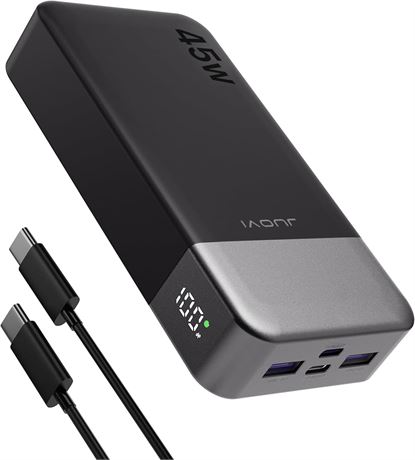 JUOVI Power Bank 20000mAh 45W PD3.0 QC4.0 LED Display, 2 USB-C, 2 USB-A