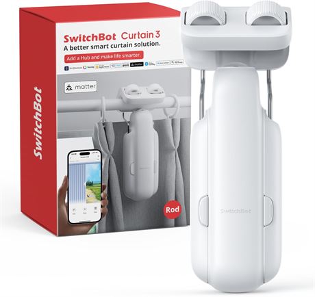 SwitchBot Automatic Curtain Opener, Bluetooth Remote, WiFi & Phone Control