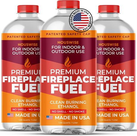 Bio Ethanol Fireplace Fuel 2L, Tabletop Fire Pit Use, Made in USA
