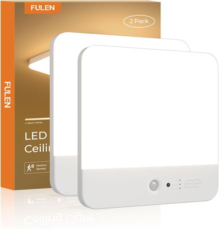 FULEN 2 Pack Motion Sensor Closet Lights Wireless LED Rechargeable Magnetic
