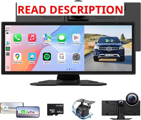 Écran CarPlay Portable 4K + Caméra Recul GPS Bluetooth