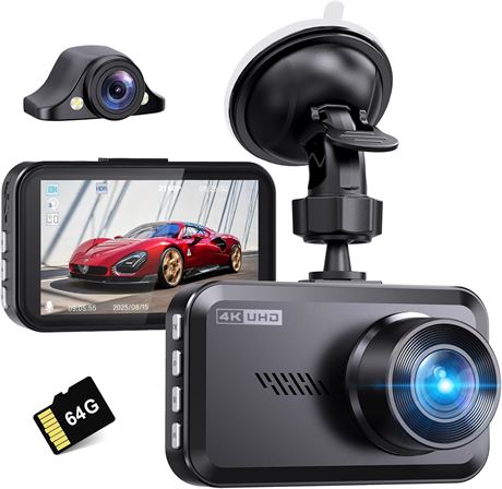 Miden S9 Dash Cam 4K+2.5K Front/Rear, 64G SD, 176 +160 , 3.5" IPS, Parking