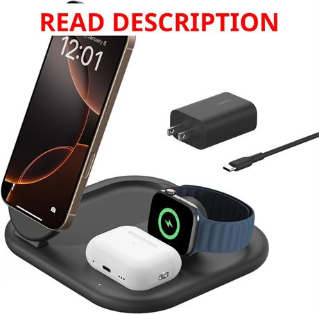 Belkin 3-in-1 MagSafe Charger, Foldable Magnetic Qi2, for iPhone/Watch