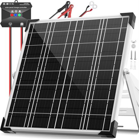 Voltset 20W 12V Solar Battery Trickle Charger + 10A MPPT Controller + Mount