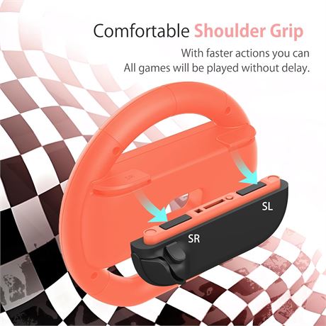 NBCP Racing Steering Wheel for Switch 2 Joy-Cons (2025), 2-Pack, Red & Blue