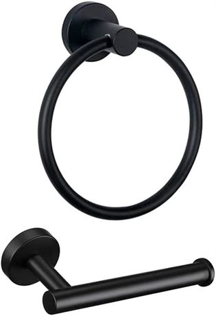 Black Bathroom Hardware Set: 2 Accessories   Toilet Paper Holder & TowelRing