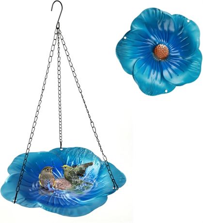 Hanging Bird Bath Tray for Outdoors, Garden Bird Water Feeder 33cm, Flower Plate