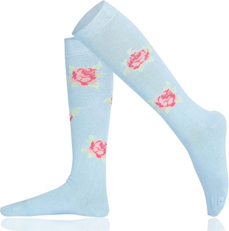 Mysocks Floral Pattern High Socks, Women’s Fashion Knee High Cotton Socks
