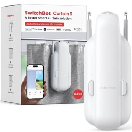 SwitchBot Curtain U Rail 3, Smart Opener, Retrofit & Motorize Curtains