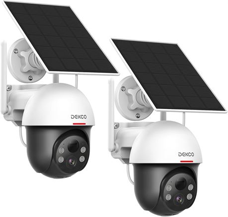 DEKCO Caméra Extérieure Sans Fil Solaire 2K Spotlight Lot de 2