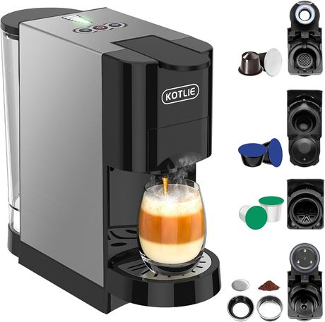 KOTLIE 19Bar Single-Serve Coffee Maker, 5-in-1 for NES/DG/K-Cup/44mm ESE