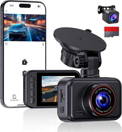 Cam ra dash double canal 2,5K/1080p,  cran 2", 32 Go incluse, WDR